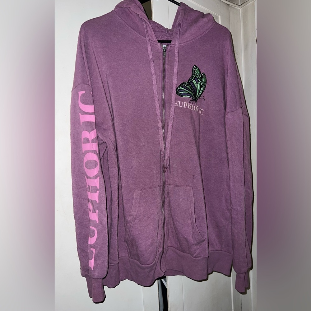 Rue21 Pink Boyfriend Hoodie with Butterfly Accent